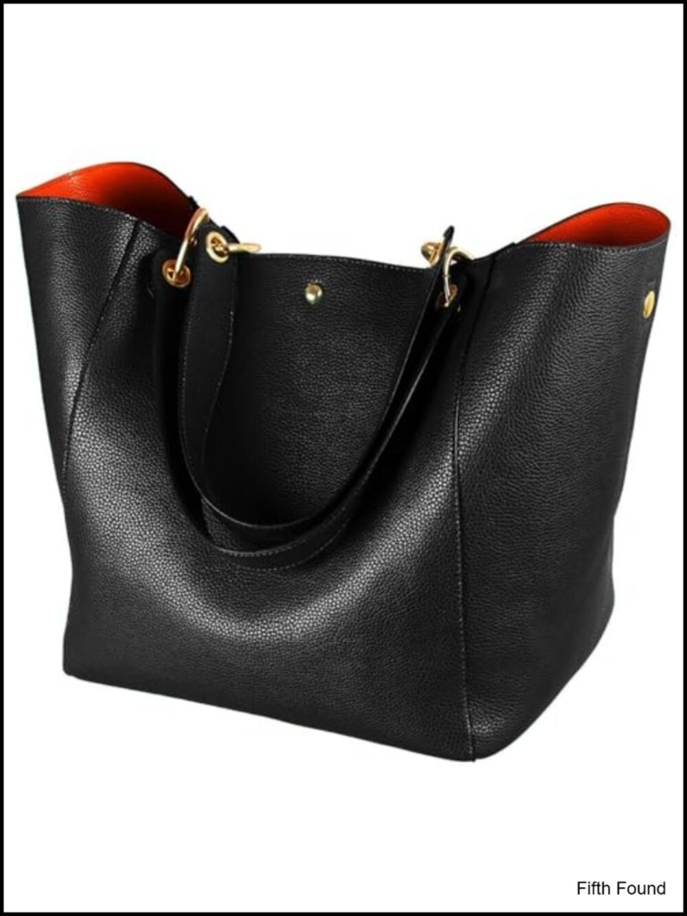 Vegan Leather Work Tote Bag Large Bucket Purse Detachable Strap